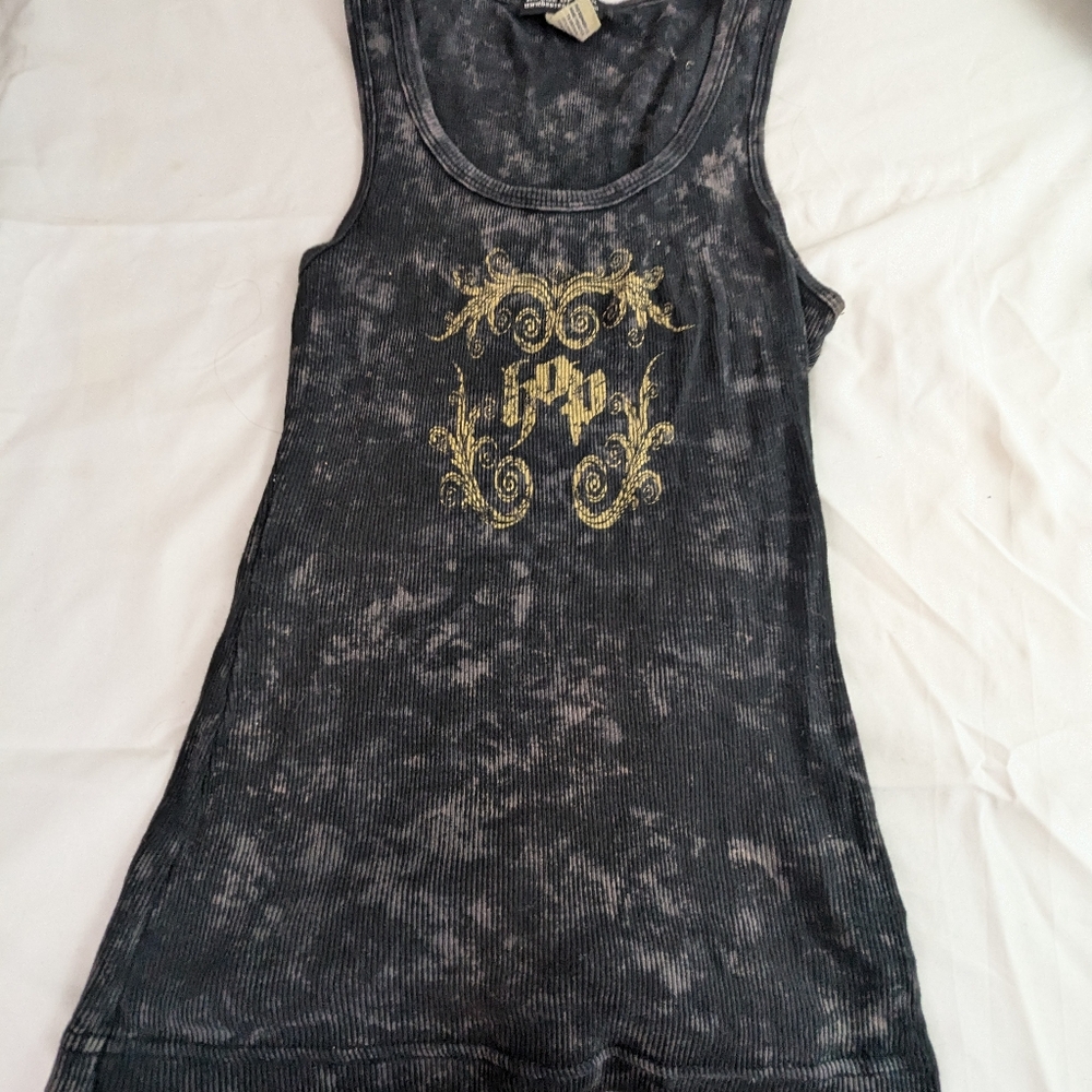House of Pain Black and Gold Acid Wash Tank Medium
